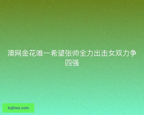 澳网金花唯一希望张帅全力出击女双力争四强