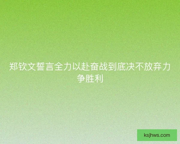 郑钦文誓言全力以赴奋战到底决不放弃力争胜利